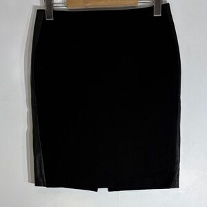 Leather Panel Pencil Skirt Black Danier Italian Leather Size 4